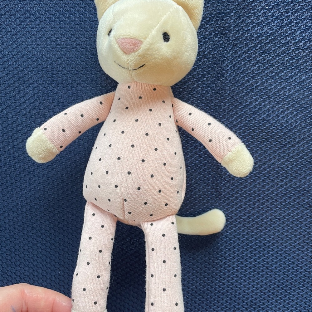 Jellycat Pink Polka Dot Cat Plush with Cream Accents